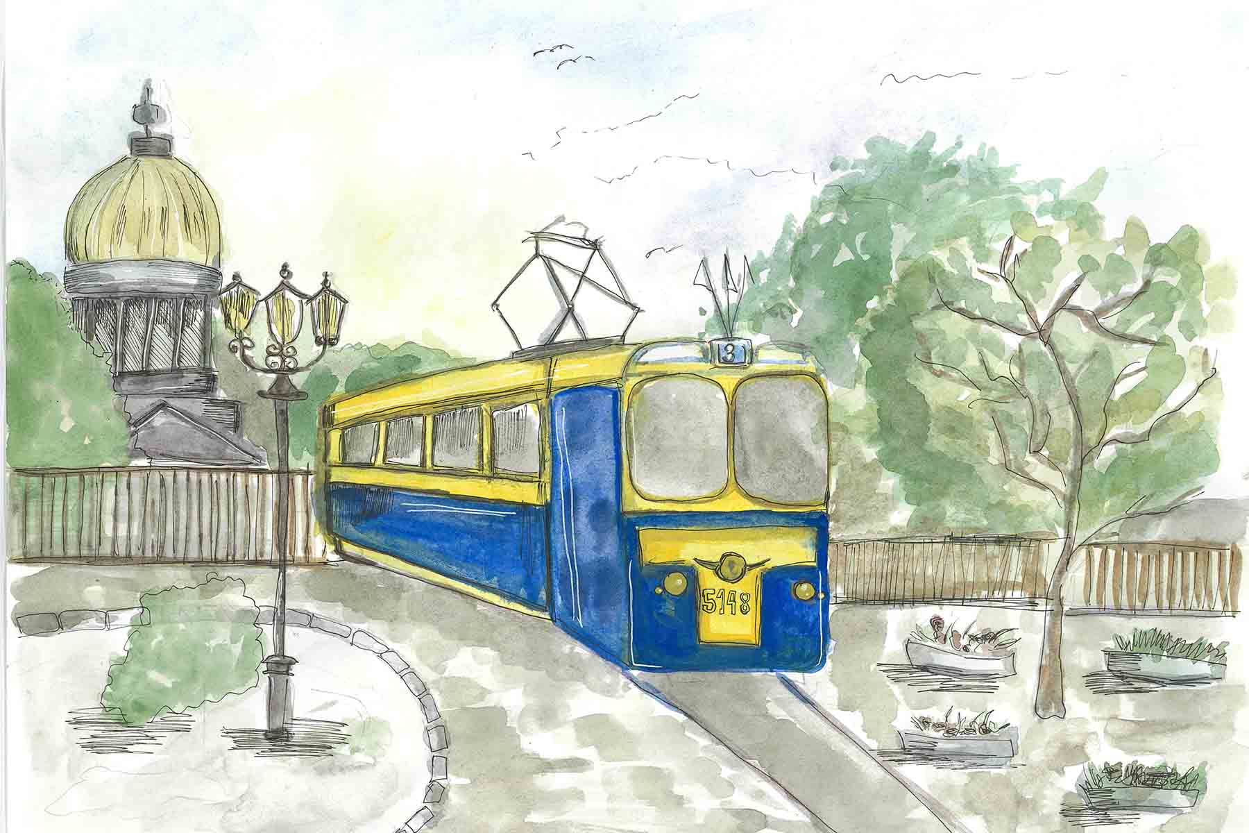 Детские рисунки трамвай